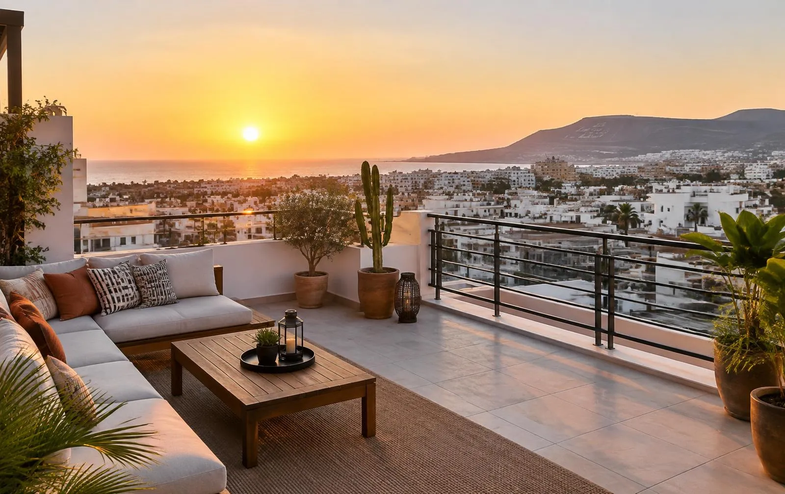 Terrasse en toiture avec vue sur la ville